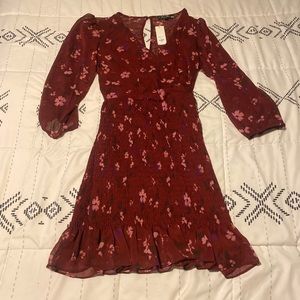 Maroon and floral long sleeve dress from Francesca’s.